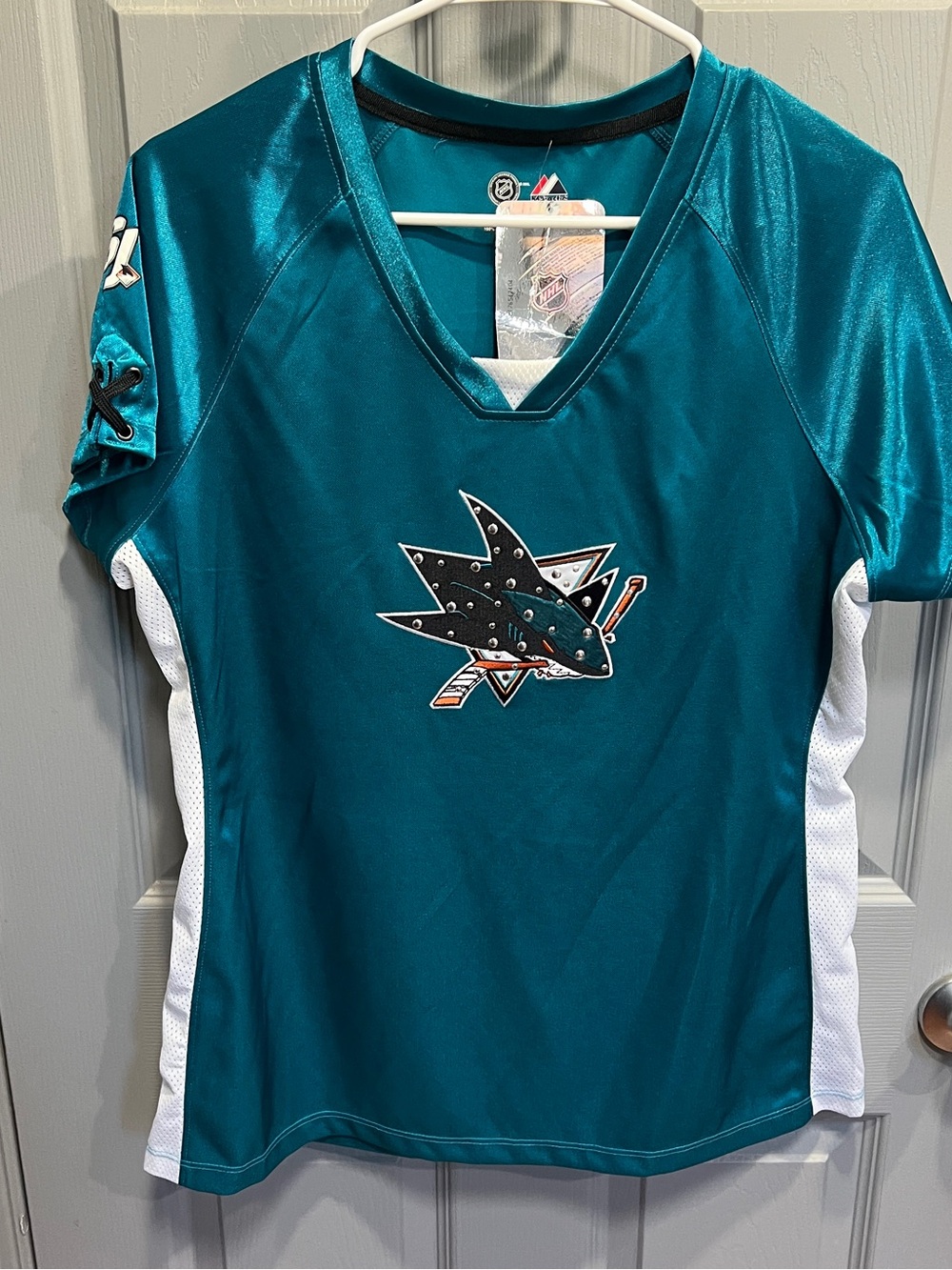 Majestic Teal San Jose Sharks Kids Hockey Top with White Panels